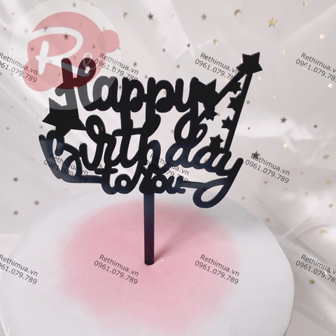 Thẻ meka - HPBD to you Mũ bông và Sao - Đen (gói 10 chiếc)