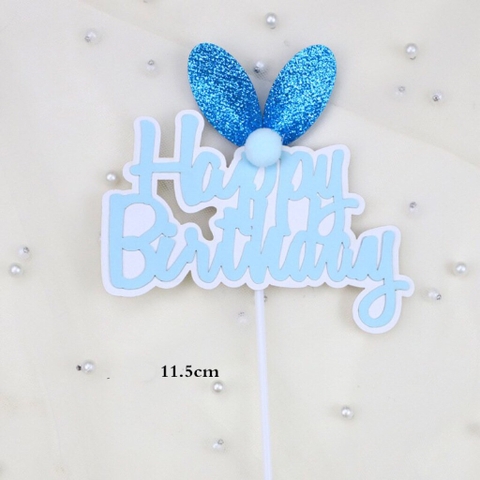 Topper HPBD tai thỏ - Xanh