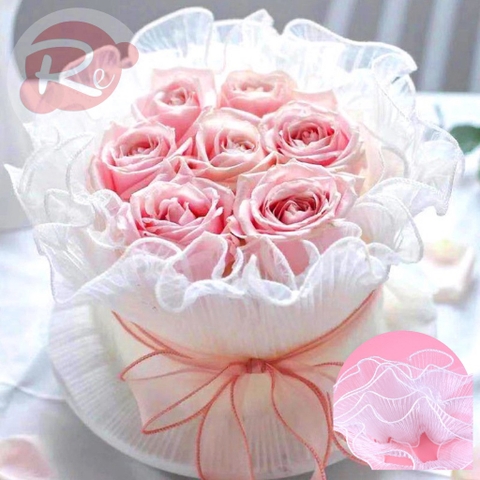 Voan cuộn thành bánh - Trắng (13cm - 1.7m)