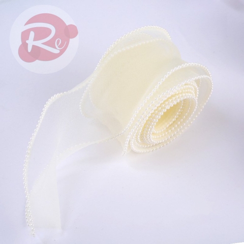 Ruybang voan ngọc trai - Vàng (6cm - 2m)