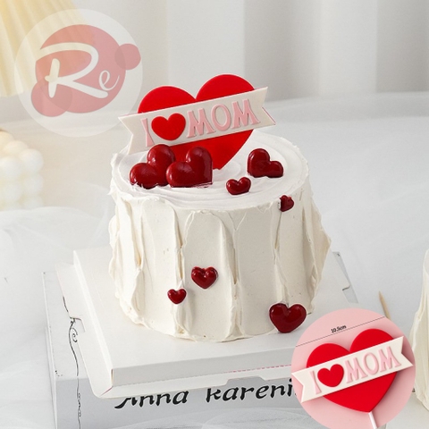Que cắm Silicon tim - I LOVE MOM - đỏ
