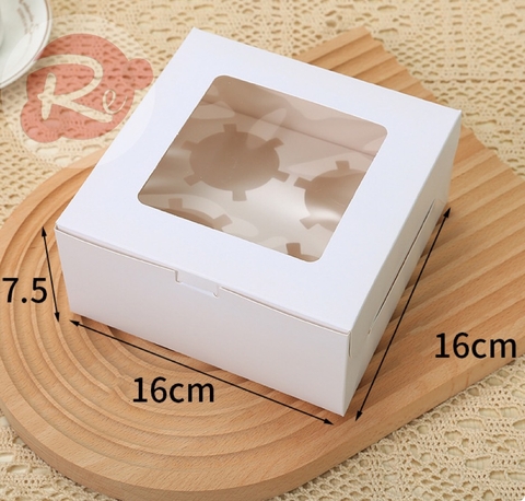 Hộp bánh Cupcake giấy - 4 ngăn (16x16x7,5)