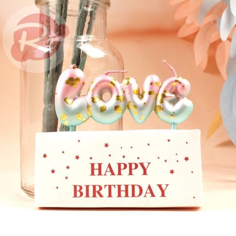 Nến Love - Nhũ xanh hồng