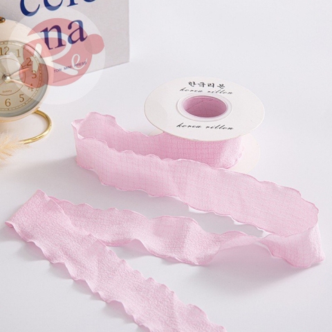 Ruybang vải nhúm (4cmx10m) - Hồng phấn