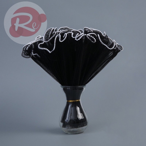 Ruybang voan ngọc trai - Đen (28cmx2m)