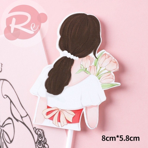 10 thẻ cô gái ôm hoa - Áo trắng