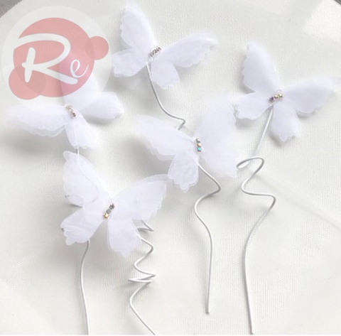 5 bướm đính đá - Trắng