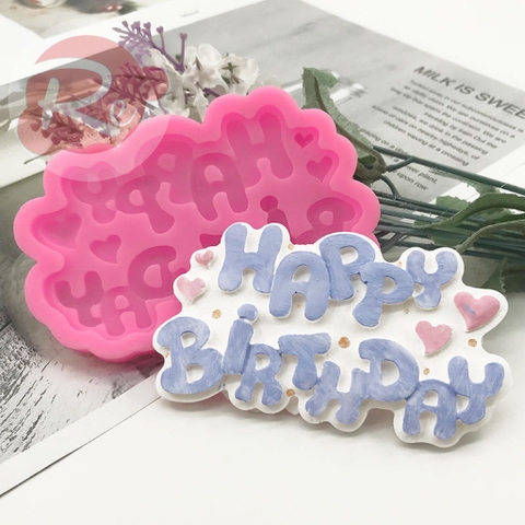 Khuôn Silicon - Chữ HPBD trái tim