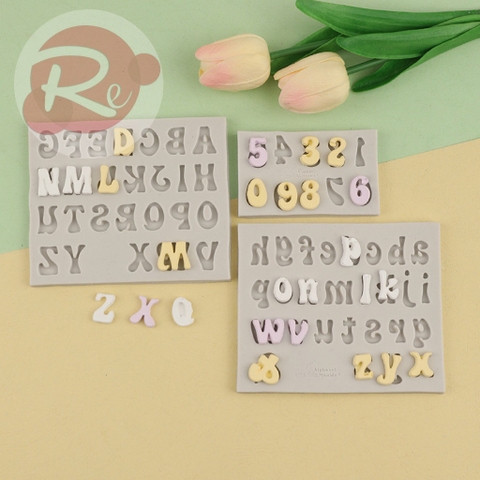 Khuôn Silicon - Bộ 3 Chữ hoa, chữ thường, số