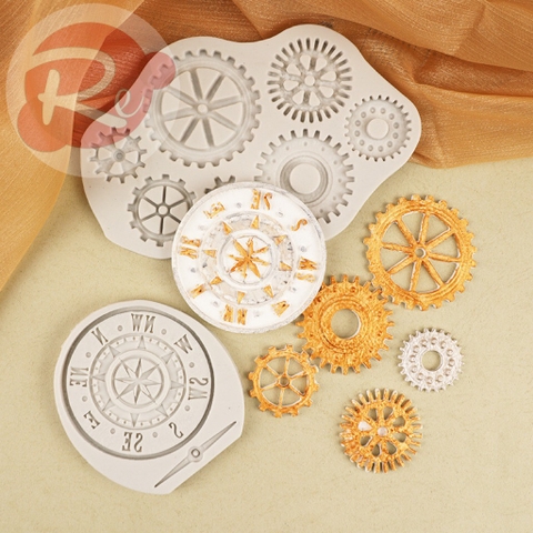 Khuôn Silicon - Bộ 2 bánh răng và đồng hồ