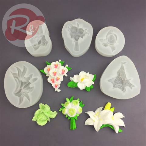 Khuôn Silicon - Bộ 5 hoa