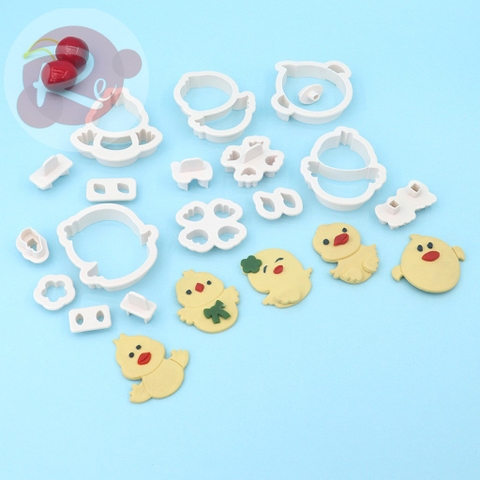 Khuôn ấn Fondant - Bộ 5 khuôn gà con