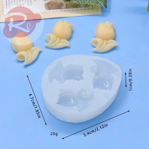 Khuôn Silicon - 3 búp hồng