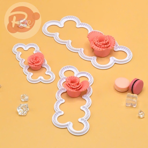 Khuôn ấn fondant - Bông hoa hồng - Có răng cưa