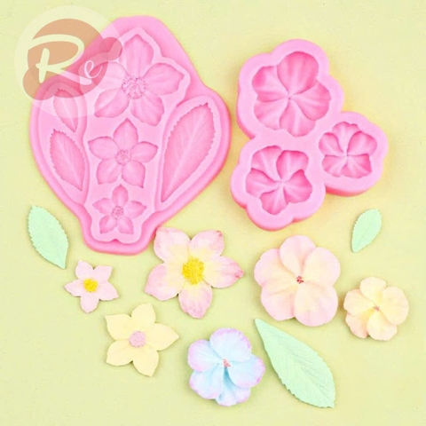 Khuôn Silicon - Bộ 3 hoa sen, hoa mẫu đơn, hoa dâm bụt