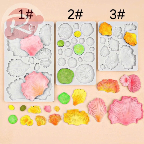 Khuôn Silicon - Bộ 3 khuôn lá sen, lá bạch quả