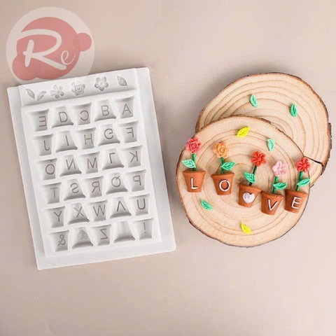 Khuôn Silicon - Chữ chậu cây hoa lá