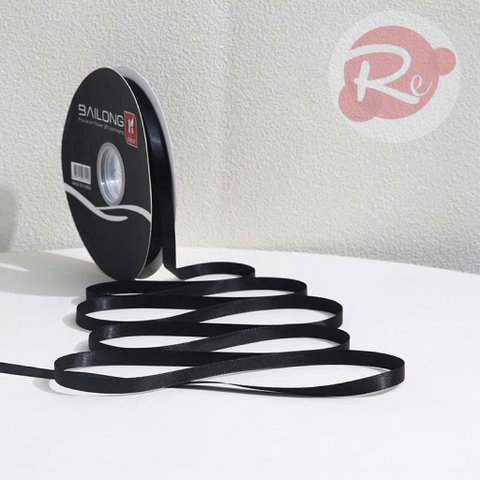 Ruybang lụa trơn 1cm-80m - Màu đen