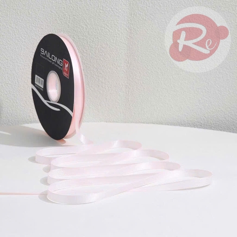 Ruybang lụa trơn 1cm-80m - Màu hồng nhạt