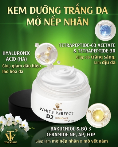 Kem dưỡng trắng da, làm mờ nếp nhăn da ngày và đêm White Perfect D2 Skin Power Cream