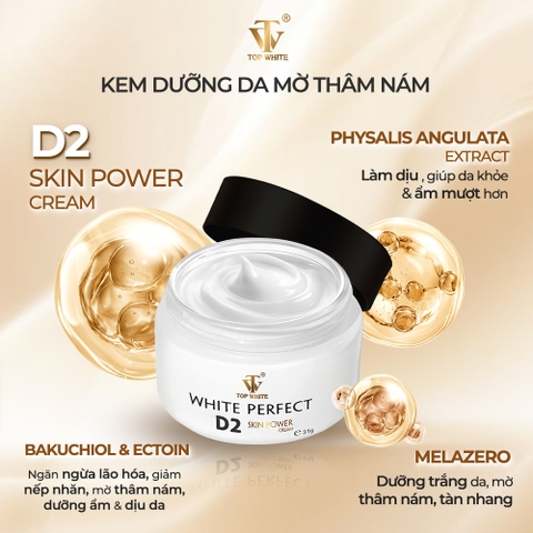 Kem dưỡng trắng da, giúp làm mờ vết thâm nám White Perfect D2 Skin Power Cream