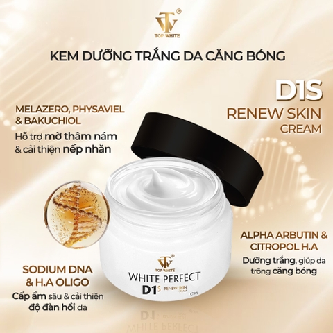 Kem dưỡng trắng căng bóng da, làm mờ vết thâm nám White Perfect D1S Renew Skin Cream