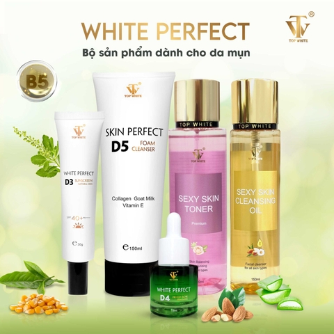Bộ sản phẩm Top White làm sạch da, ngừa mụn, mờ sẹo thâm