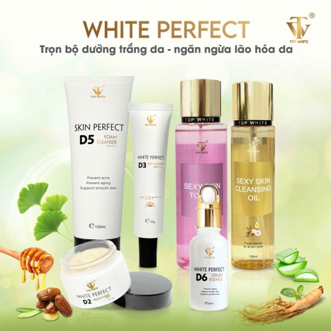 Bộ sản phẩm Top White trắng da, mờ thâm, ngừa nếp nhăn