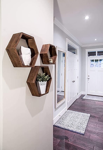 Kệ trưng bày tổ ong treo tường gỗ MDF cỡ lớn, có phụ kiện lắp đi kèm