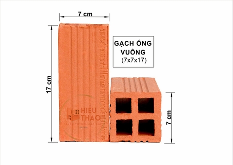 Gạch Xây Dựng Tuynel 4 Lỗ Ống Vuông Loại A (7x17)