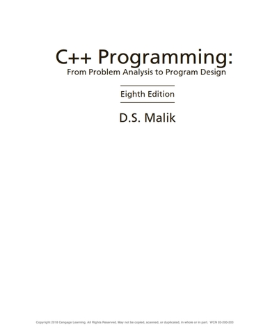 C++ Programming From Problem Analysis to Program Design 8th Edition