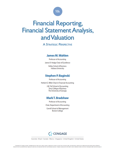 Financial Reporting, Financial Statement Analysis and Valuation 10th Edition