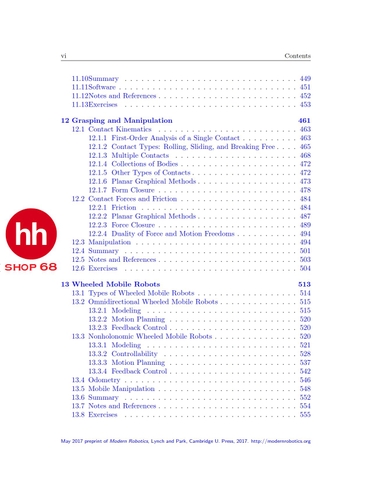 Modern Robotics Mechanics, Planning, and Control