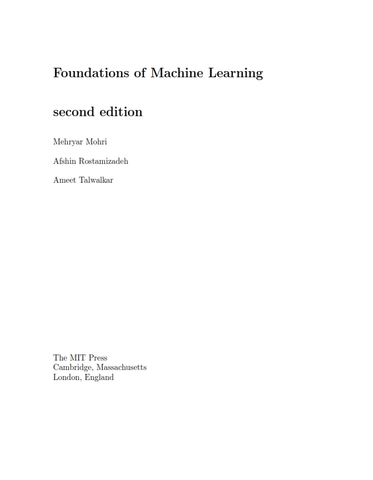 Foundations of Machine Learning 2nd Edition