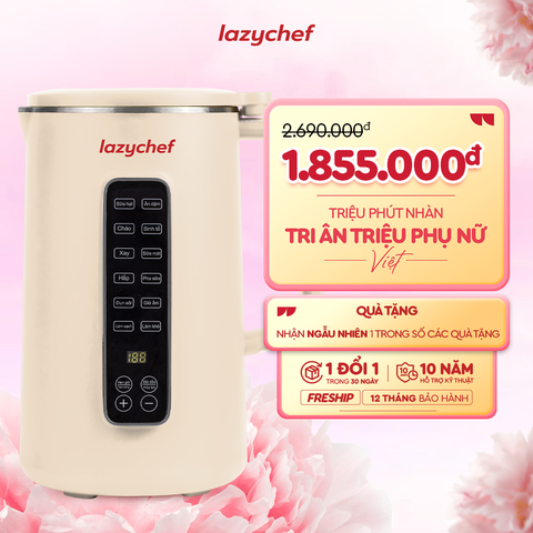 [ PHIÊN BẢN MÀU KEM MỚI NHẤT] MÁY XAY NẤU ĐA NĂNG 12IN1 LAZYCHEF PREMIUM