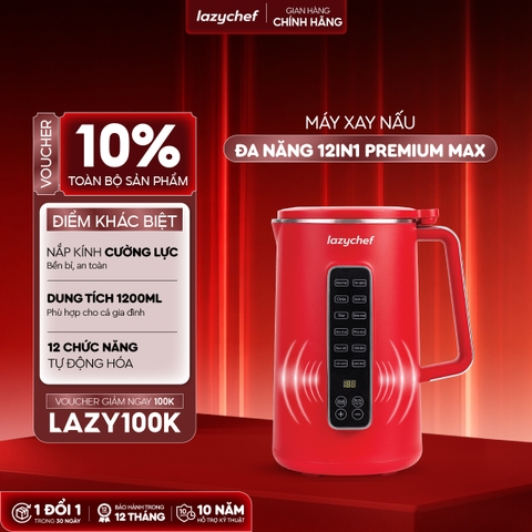 |CÓ GIỌNG NÓI TIẾNG VIỆT| MÁY XAY NẤU ĐA NĂNG 12IN1 PREMIUM MAX, MÁY LÀM SỮA HẠT CHỐNG TRÀO - CHỐNG TRÀN 12IN1 PREMIUM MAX THẾ HỆ MỚI LAZYCHEF