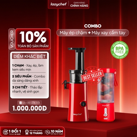 [Chạm Chill] Máy ép chậm 130w + Máy xay cầm tay 3in Lazychef