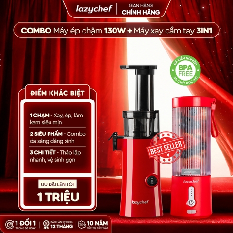 [Chạm Chill] Máy ép chậm 130w + Máy xay cầm tay 3in Lazychef