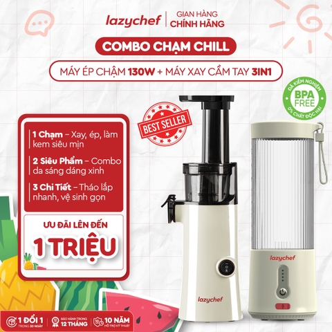 [Chạm Chill] Máy ép chậm 130w + Máy xay cầm tay 3in Lazychef