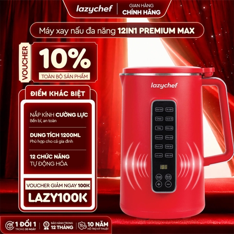 |CÓ GIỌNG NÓI TIẾNG VIỆT| MÁY XAY NẤU ĐA NĂNG 12IN1 PREMIUM MAX, MÁY LÀM SỮA HẠT CHỐNG TRÀO - CHỐNG TRÀN 12IN1 PREMIUM MAX THẾ HỆ MỚI LAZYCHEF