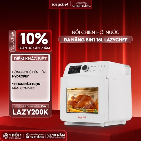 |HOT| Nồi Chiên Không Dầu Hơi Nước LazyChef 16L, Lò Nướng Đa Năng Cao Cấp 8in1, Dây Mayso Ẩn Dễ Vệ Sinh, Bảo Hành Chính Hãng 24 Tháng