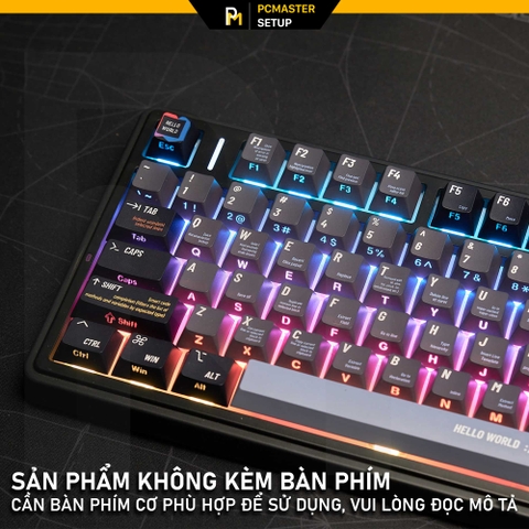 Keycap xuyên led Black Programmer (sideprint/ PBT/ 2shot/ Dyesub )