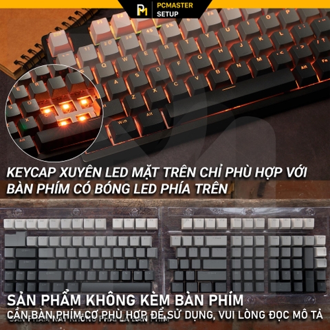 Keycaps xuyên led TOP PRINT - Smoke Gray ( OEM/ PBT/ Doubleshot )