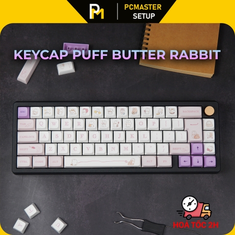 Keycap Puff Butter Rabbit chất liệu nhựa pbt chiều cao xda profile họa tiết dyesub không mờ 