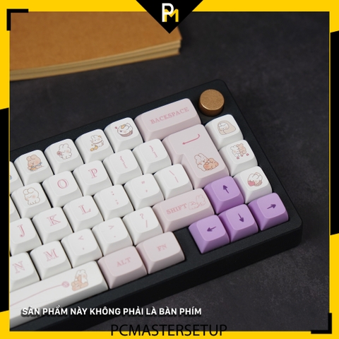 Keycap Puff Butter Rabbit chất liệu nhựa pbt chiều cao xda profile họa tiết dyesub không mờ 