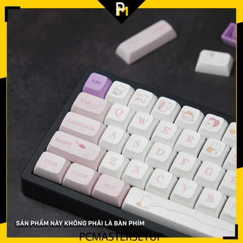 Keycap Puff Butter Rabbit chất liệu nhựa pbt chiều cao xda profile họa tiết dyesub không mờ 