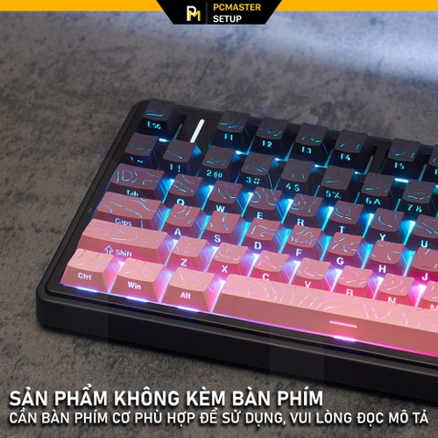 Keycap xuyên led vân topographic 4.0 - Black Pink