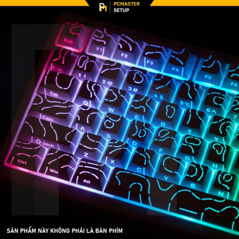 Keycap xuyên led vân topographic 4.0 TRẮNG ( PBT/ Doubleshot / Cherry Profile ) 