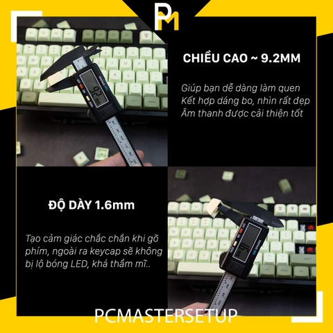 keycap Matcha xda chất liệu nhựa PBT đúc đặc cao 1.5mm Fullbox 