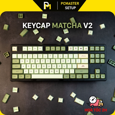 keycap Matcha xda chất liệu nhựa PBT đúc đặc cao 1.5mm Fullbox 